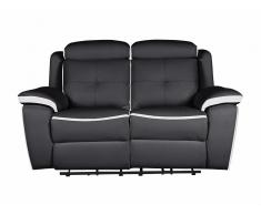 Relaxsofa Leder elektrisch 2-Sitzer - Schwarz & Weiß - ANGELIQUE