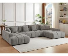 Großes Ecksofa - Stoff - Grau - BERENIA