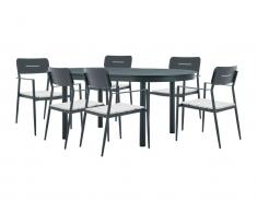Garten-Essgruppe: Tisch ausziehbar 170/240 cm + 6 stapelbare Sessel - Aluminium - Anthrazit - LOTTYS von MYLIA