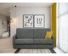 Schlafsofa mit Matratze 3-Sitzer ARONI - Stoff - Anthrazit mit gelber Ziernaht
