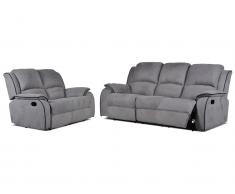 Couchgarnitur Relax 3+2 - Microfaser - Grau - HERNANI