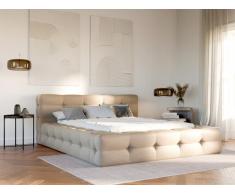 Polsterbett - 180 x 200 cm - Melierter Stoff - Beige - LERUCO von Pascal Morabito
