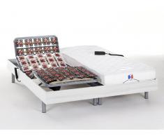 Matratzen elektrischer Lattenrost 2er-Set mit Okin-Motor Homere III - Weiß - 2x 80x200 cm