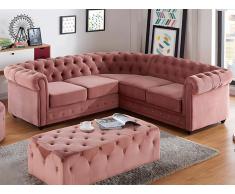 Chesterfield Ecksofa Samt Anton - Limited Edition - Rosa