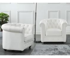 Ledersessel 2er-Set CHESTERFIELD - Büffelleder - Weiß
