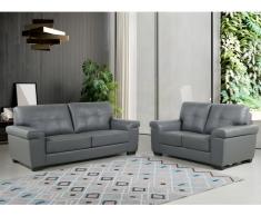 Couchgarnitur Leder 3+2 HAZEL - Grau