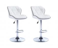 Barhocker 2er-Set CALVIN - Höhenverstellbar - Weiß
