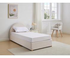 Bett mit Bettkasten - 90 x 190 cm - Bouclé-Stoff - Cremefarben - LIRIMO