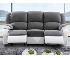 Relaxsofa Microfaser 3-Sitzer BILSTON - Grau/Weiß