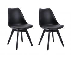 Stuhl 2er-Set - Polypropylen - Schwarz mit schwarzen Füßen - JODY