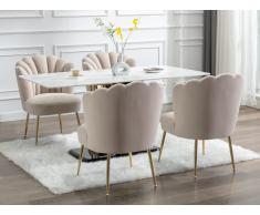 Stuhl 6er-Set - Samt & goldfarbener Stahl - Beige - RUTY von Pascal MORABITO