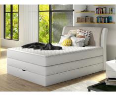 Boxspringbett Stoff mit Topper GRANDIOSE - 140 x 200 cm - Hellgrau