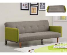 Schlafsofa Klappsofa 3-Sitzer Stoff Maurice - Grau & Anisgrün