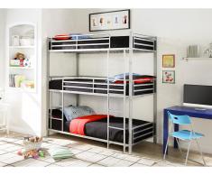 Etagenbett mit 3 Etagen ELOUAN + Lattenrost - 3x90x190 cm