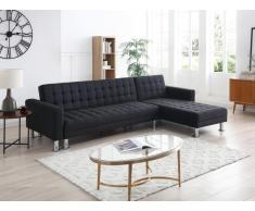 Ecksofa mit Schlaffunktion - Ecke wechselbar - Stoff - Schwarz - WILLIS II