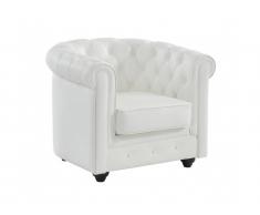 Ledersessel CHESTERFIELD - Büffelleder - Weiß