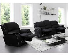 Couchgarnitur Relax Microfaser 3+1 Herna - Schwarz