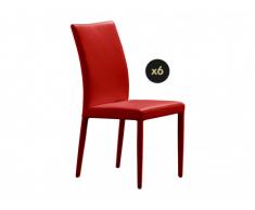 Stuhl Leder 6er-Set Atalante - Rot