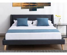 Bett - Skandinavischer Stil - 180 x 200 cm - Stoff - Anthrazitgrau - BENEDICTE