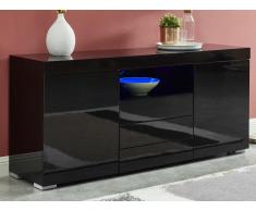 Sideboard mit LED-Beleuchtung MERCURE - MDF lackiert - 2 Türen & 3 Schubladen - Schwarz
