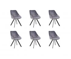Stuhl 6er-Set Stoff in Samt-Optik & Metall VIENNA - Grau