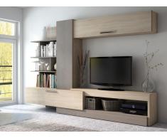 TV-Möbel TV-Wand mit Stauraum - Eichefarben & Taupe - SPIKE