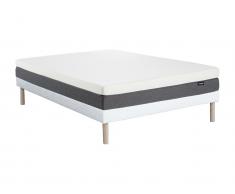 Set aus Bettgestell + Taschenfederkernmatratze mit Auflage Memory Schaum & 7-Zonen-Schaumstoff - 160 x 200 cm - Hybridmatratze - Mit abnehmbarem Bezug - Stärke 25 cm - KEPUR von YSMÉE