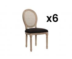 Stuhl 6er-Set Stoff & Holz MARIE-ANTOINETTE - Schwarz