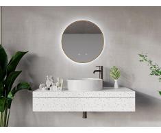 Badezimmerspiegel rund mit Beleuchtung - goldfarbene Kontur - beschlagfrei - D 60 cm - PEONIA
