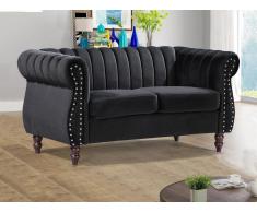 Chesterfield-Sofa - 2-Sitzer - Samt - Schwarz - TRUMBO