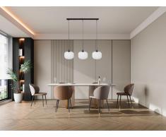Deckenleuchte - Metall & Glas - 3 Lampenschirme - 99 x 128 cm - Schwarz & Weiß - GLENORA