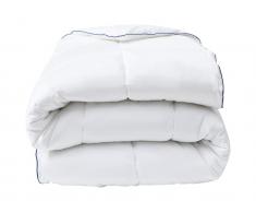 Wärmeregulierende Anti-Milben-Bettdecke - 240 x 260 cm - Satinbezug 120 Fäden/cm² - Füllung 300 gr/m² - Weiß mit blauer Ziernaht - PRESTIGIA von Palacio