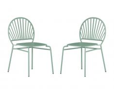 Gartenstuhl stapelbar 2er-Set - Metall - Mandelgrün - CEDEIRA von MYLIA