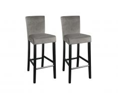 Barhocker 2er-Set Samt & Holz GIDEON - Grau