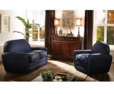 Clubsofa & Clubsessel Leder 2+1 Baudoin - Blau