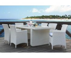 Polyrattan Essgruppe KOPERNIKUS: Tisch + 6 Sessel - Weiß
