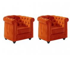 Sessel Samt 2er-Set Chesterfield ANNA - Terrakotta