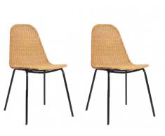 Stuhl 2er-Set Rattan & Metall KOSI