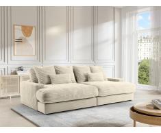 Sofa 4-Sitzer - tiefe Komfortsitzfläche - grob gerippter Cord - Beige - CALAZO von Pascal Morabito