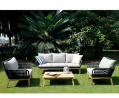 Garten Sitzgruppe Holz KOLOA: 3-Sitzer-Sofa, 2 Sessel + Couchtisch
