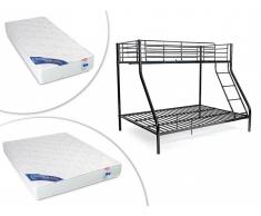 Set Etagenbett ELEVATIO III + Lattenrost + 2 Matratzen - 90x190 / 140x190 - Schwarz