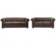 Couchgarnitur 3+2 - Microfaser - Vintage-Look - CHESTERFIELD