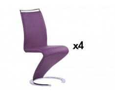Stuhl Freischwinger 4er-Set Twizy - Pflaume
