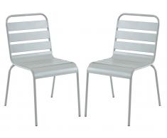 Gartenstuhl stapelbar 2er-Set - Metall - Grau - MIRMANDE