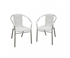 Gartenstuhl 2er-Set FIZZ - Aluminium & Polyrattan - Weiß