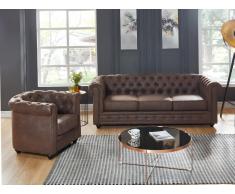 Couchgarnitur 3+1 - Microfaser - Vintage-Look - CHESTERFIELD