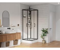 Duschkabine mit Hydromassage - Bambusfasern - Schwarz matt - 80 x 80 x 225 cm - ARDALI