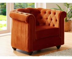 Chesterfield Sessel Samt ANNA - Terrakotta