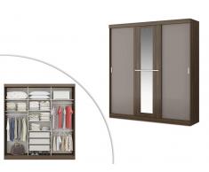 Kleiderschrank Didda - 3 Schiebetüren - Braun und Taupe