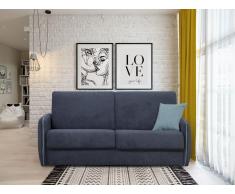 Schlafsofa mit Matratze 3-Sitzer ARONI - Stoff - Blau mit hellblauer Ziernaht